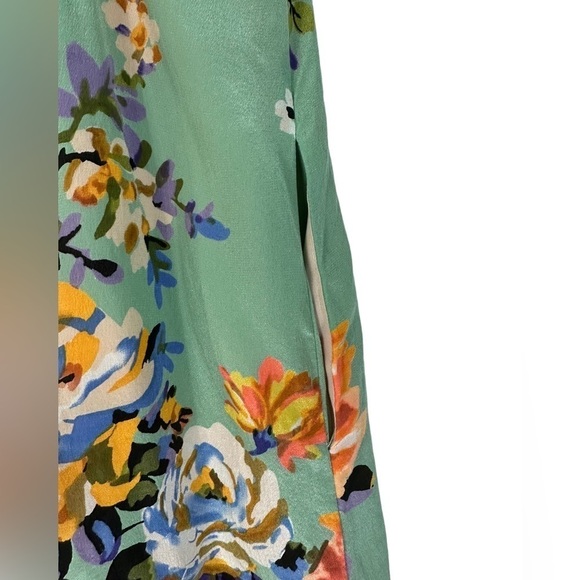 Anthropologie Moulinette Soeurs Green Floral Silk Spaghetti Strap Dress - Picture 8 of 12
